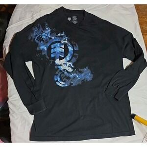 Vintage Element Skateboard Smoke T-Shirt Size L Y2k Black Surf Skate Long Sleeve